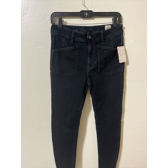 We the Free People Ivy Denim Released Raw Hem Skinny Jean Waist Size 28 $98 NWT - Picture 4 of 15
